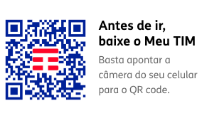 Imagem do QR Code para baixar o app Meu TIM e, do lado direito, texto incentivando a ação.